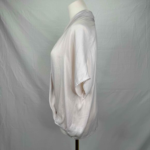 Vince Cream Short Sleeve Draped Blouse Small Preppy Transitional Basic Neutral - Picture 5 of 14